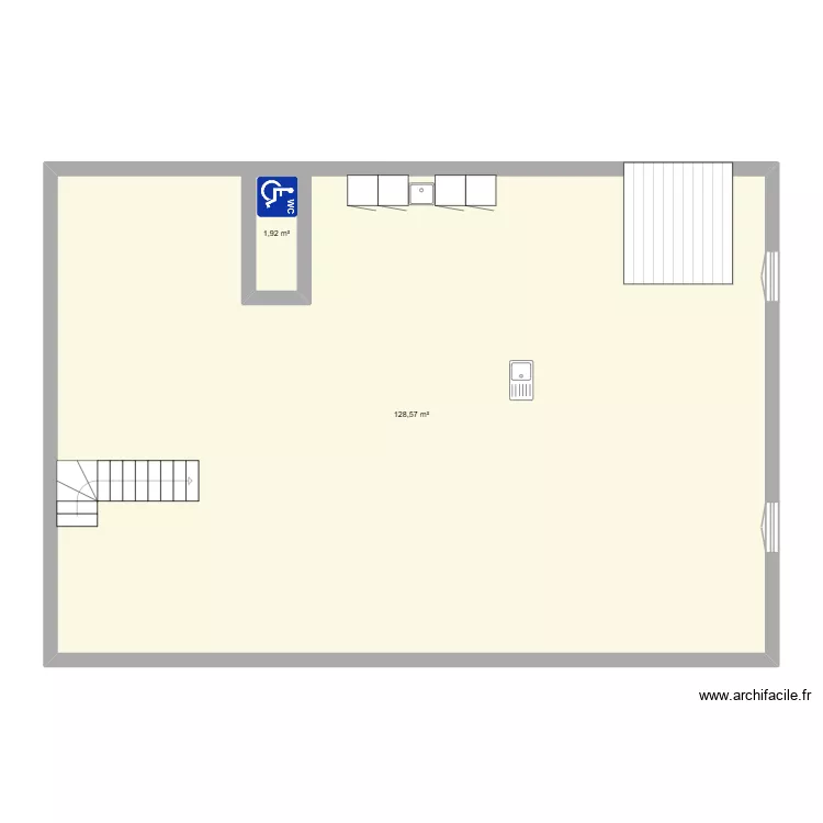 Sous Sol. Plan de 2 Pièces et 134 m² Sous Sol. Plan de 2 Pièces et 134 m²