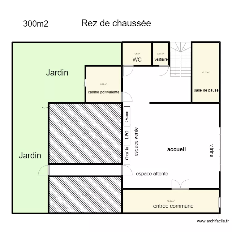 rez de chauss&eacute;e RDB. Plan de 