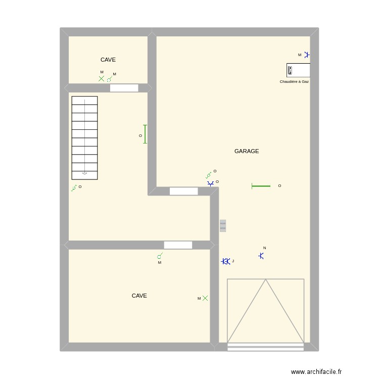 CAVE. Plan de 4 pièces et 68 m2