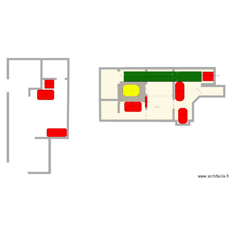 Cabinet - Idée 2. Plan de 1 pièce et 84 m2
