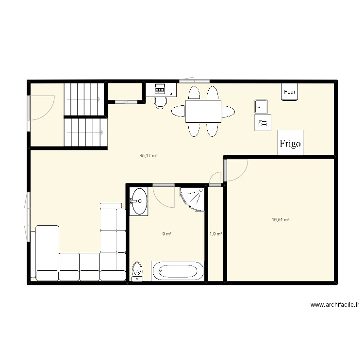 Plan Maison. Plan de 4 pièces et 73 m2