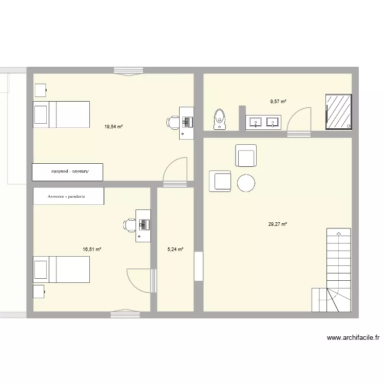 abergement etage 2. Plan de 13  et 221 m²