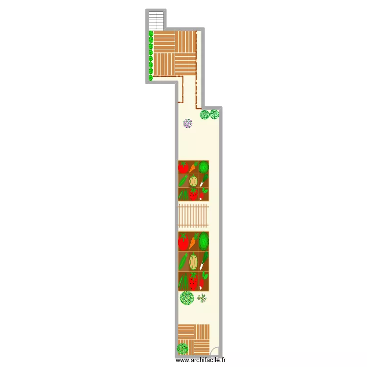 Jardin. Plan de 1  et 129 m²