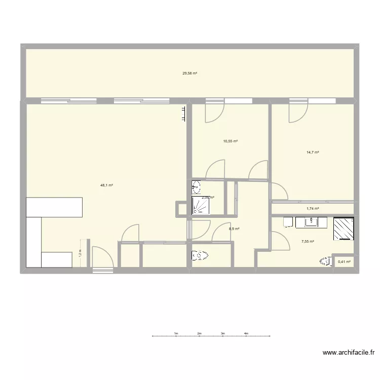 mounette. Plan de 9  et 124 m²