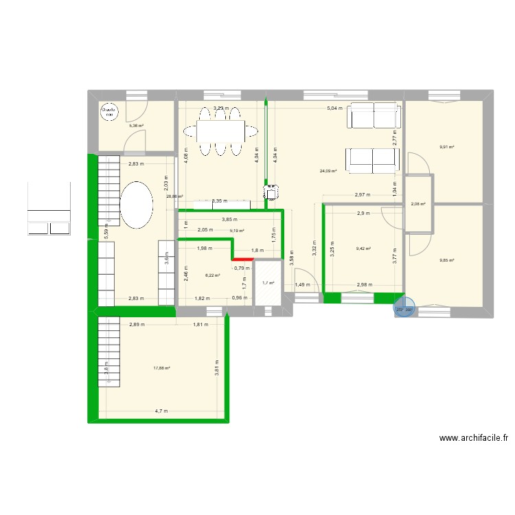 maisonGG. Plan de 11 pièces et 121 m2