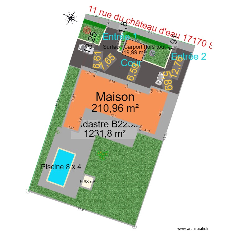 Plan de masse avec Carport. Plan de 0 pièce et 0 m2