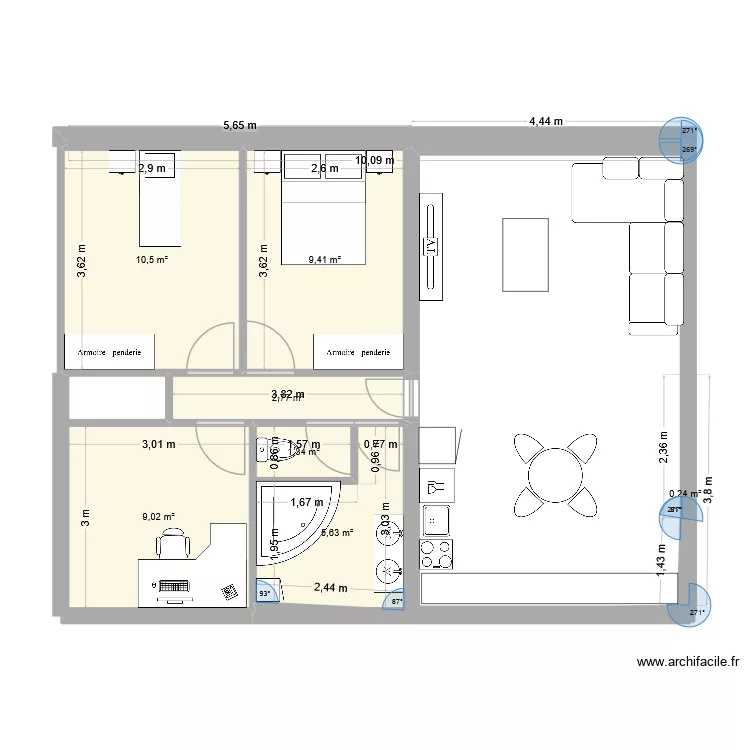 maison monceau allan 2. Plan de 8  et 39 m²