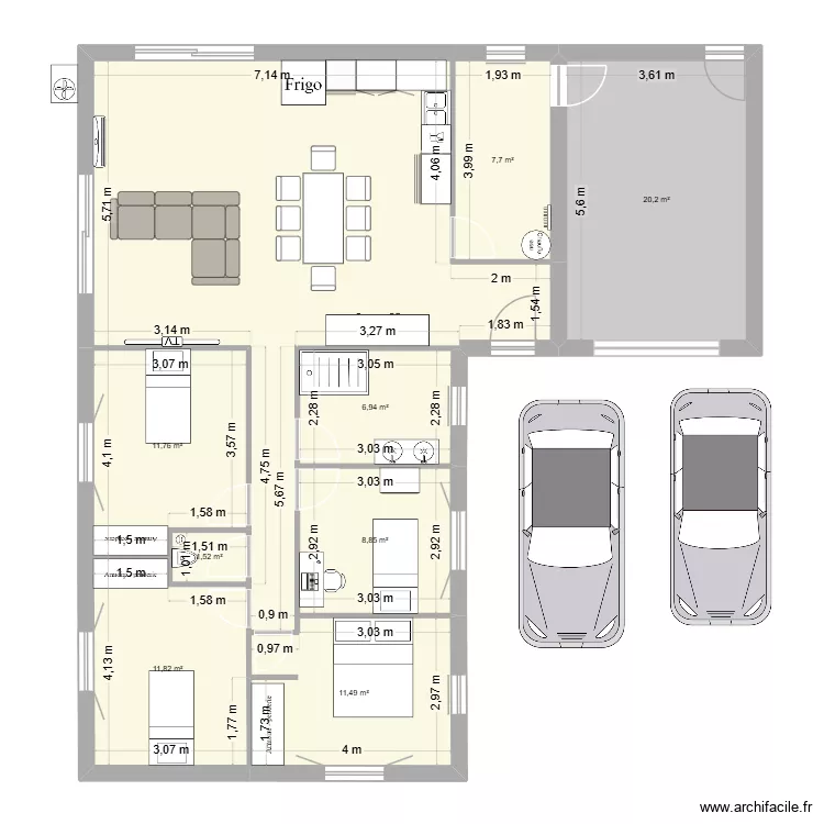 Maison 2. Plan de 9 et 129 m² Maison 2. Plan de 9 et 129 m²