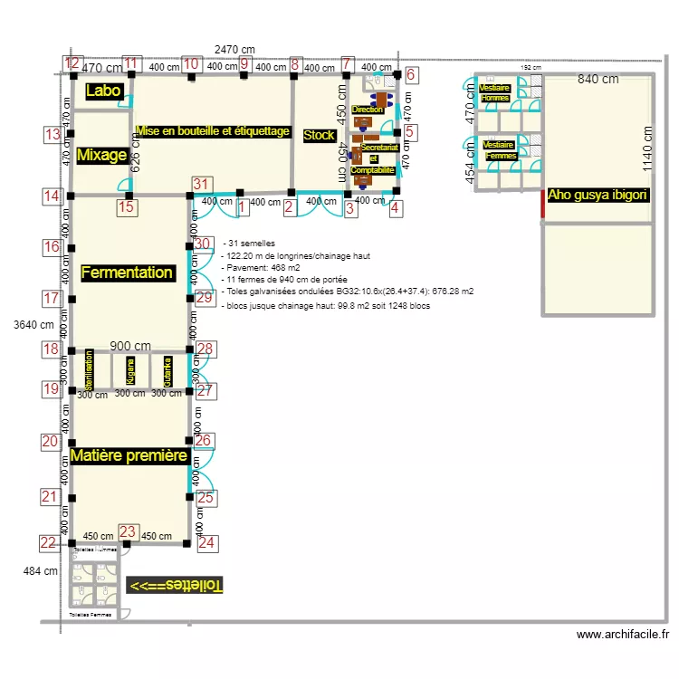 Chez Josee definitif2. Plan de 18  et 665 m²