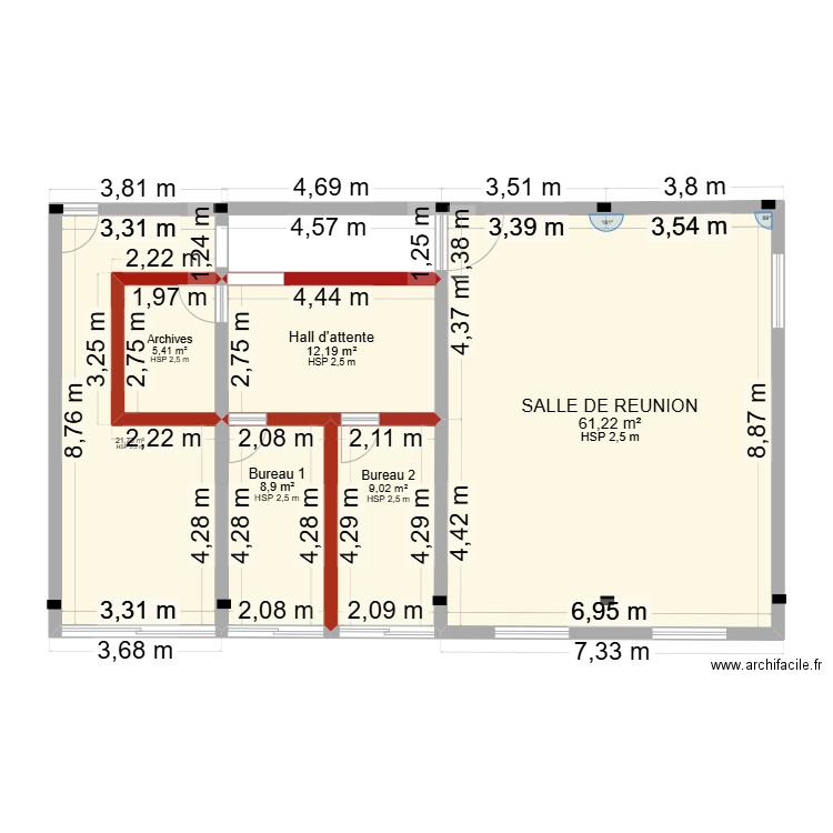 plan bureau 2. Plan de 6 pièces et 118 m2