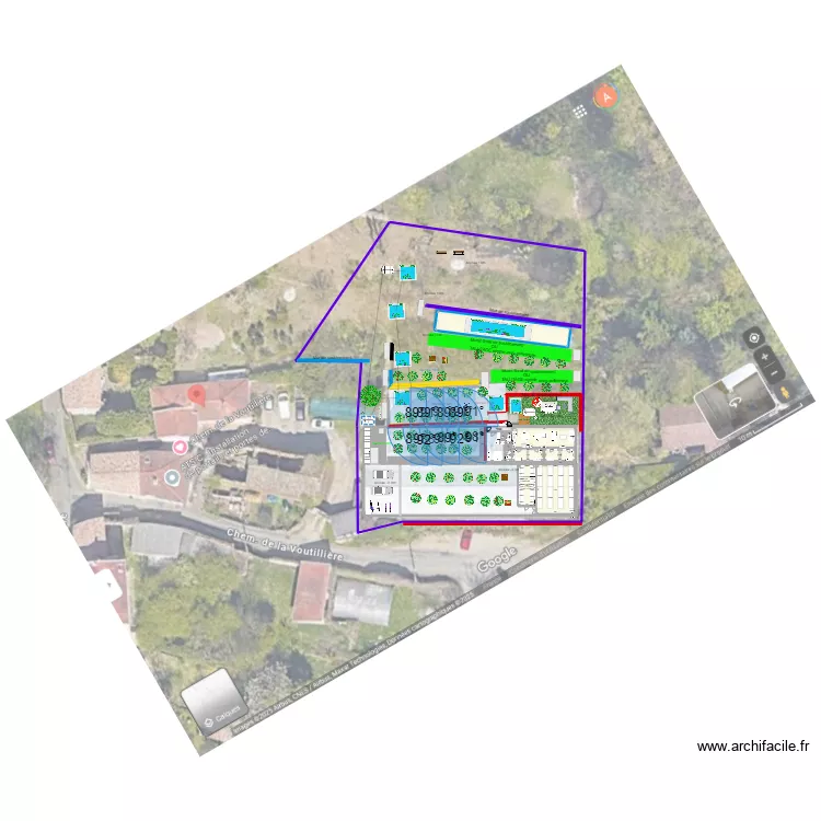 ecloserie + couloirs de nage +MUR de SOUTENEMENT +bassins- pediluve +sanitaires+ salle sieste +4 bureaux. Plan de 