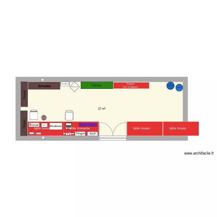 stand couture. Plan de 1  et 27 m²