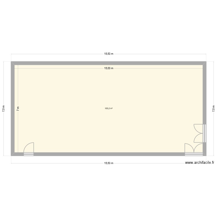 plan classe. Plan de 1 pièce et 105 m2