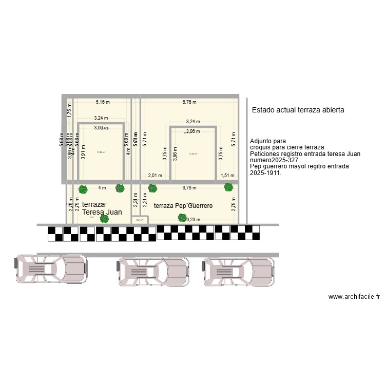 terraza cierre 2. Plan de 9 pièces et 98 m2