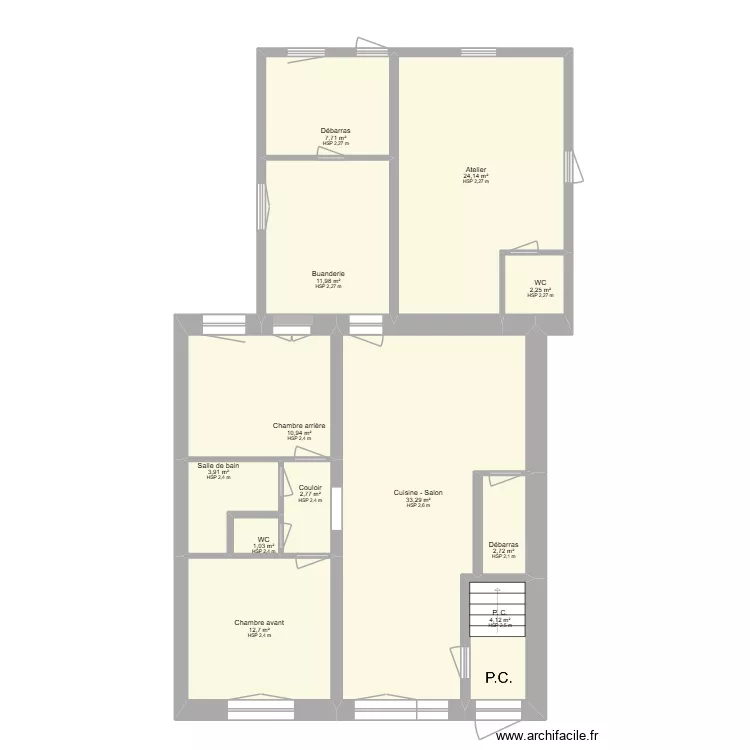 Plan Appart n&deg; 1 _RDC_001. Plan de 12 pièces et 118 m²
