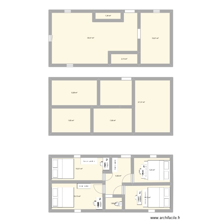 HAUT MAISON. Plan de 14 pièces et 136 m2
