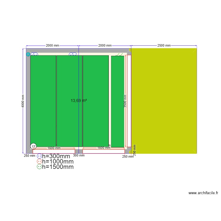 4x4 Гаэс эл ТП. Plan de 2 pièces et 22 m2