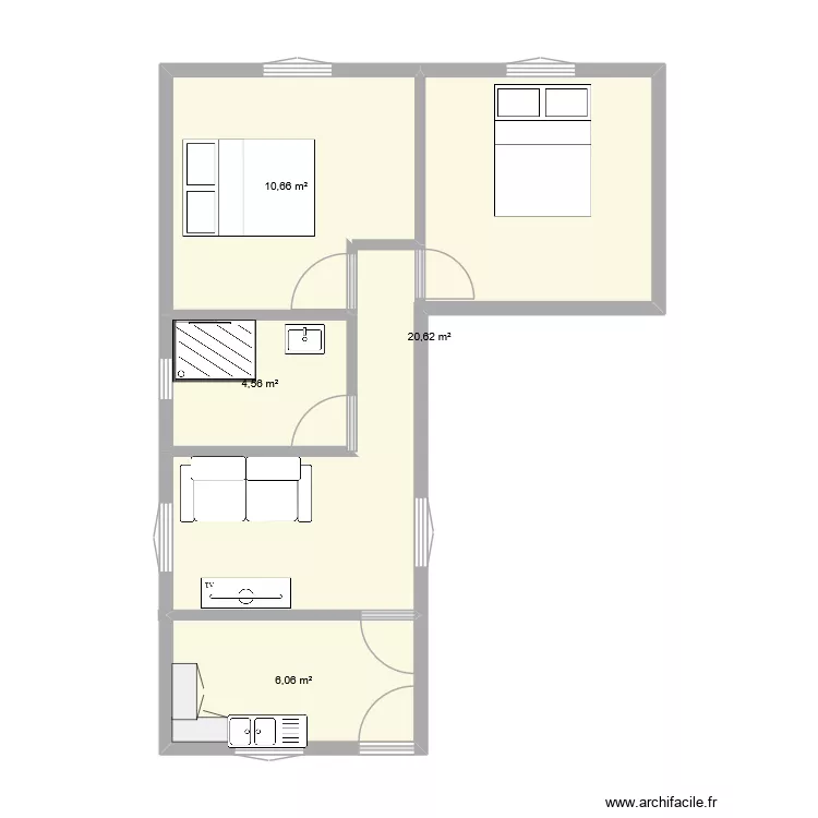 carapa. Plan de 4  et 42 m²