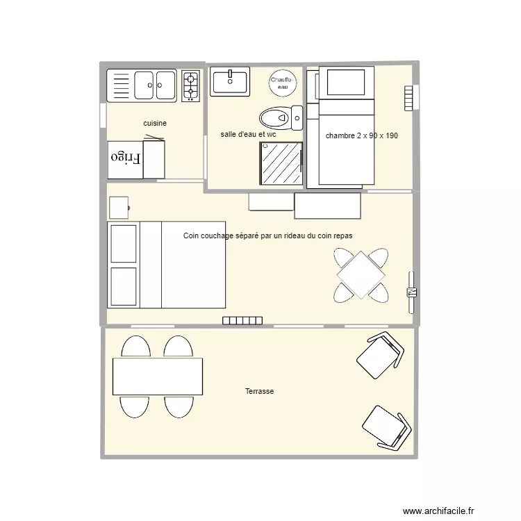 Chalet 16m&sup2;. Plan de 