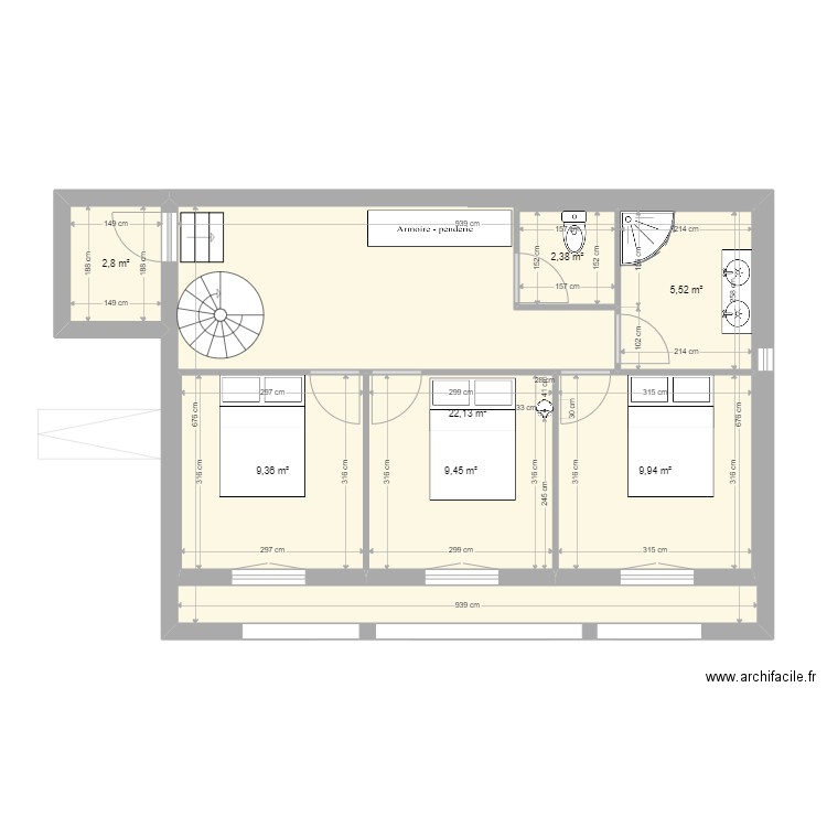 plan 8 etage. Plan de 8 pièces et 165 m2