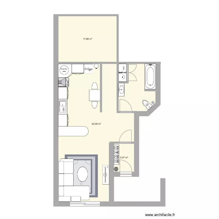 plan projet #2. Plan de 4  et 57 m²