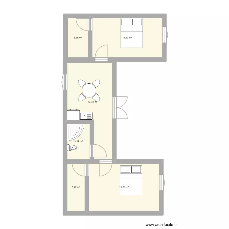 plan samanta fred. Plan de 6  et 48 m²