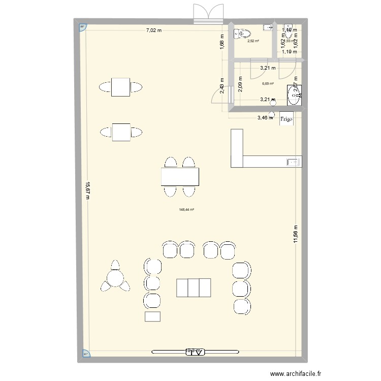 plan foyer. Plan de 4 pièces et 160 m2