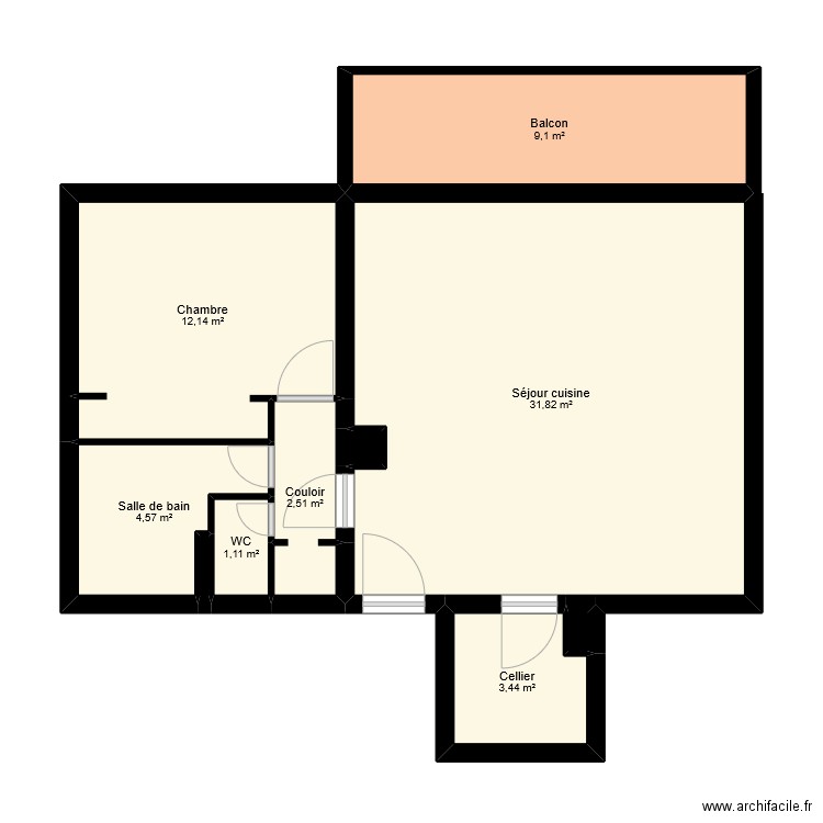 GARCIA T2 ORMEAUX. Plan de 10 pièces et 65 m2