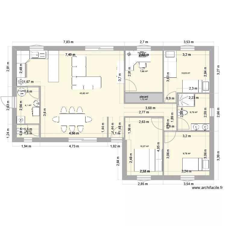 maison le temple. Plan de 9  et 94 m²