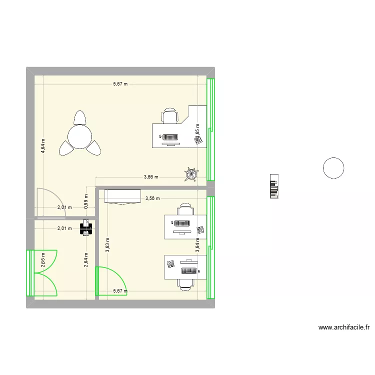 Bureau RH V1.2. Plan de 2  et 41 m²