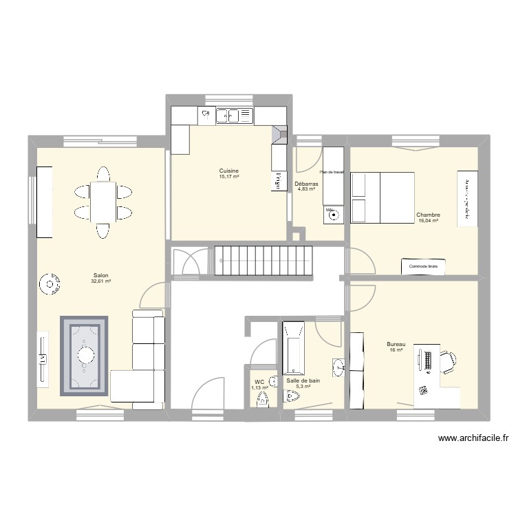 Maison meubl&eacute;e. Plan de 0 pièce et 0 m2