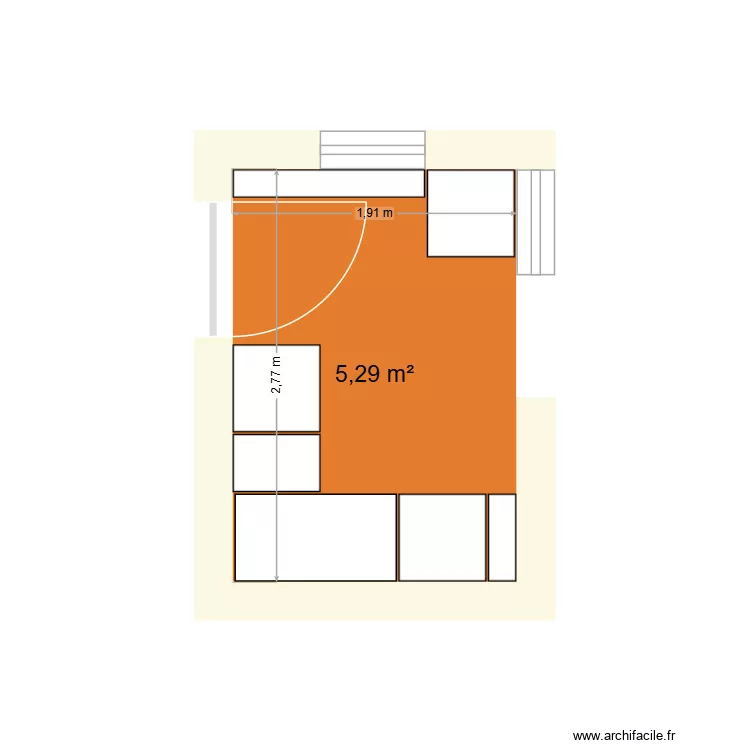 Cuisine - 1. Plan de 1  et 5 m²