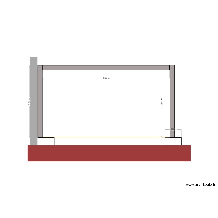 Plan de coupe de face. Plan de 0 pièce et 0 m2