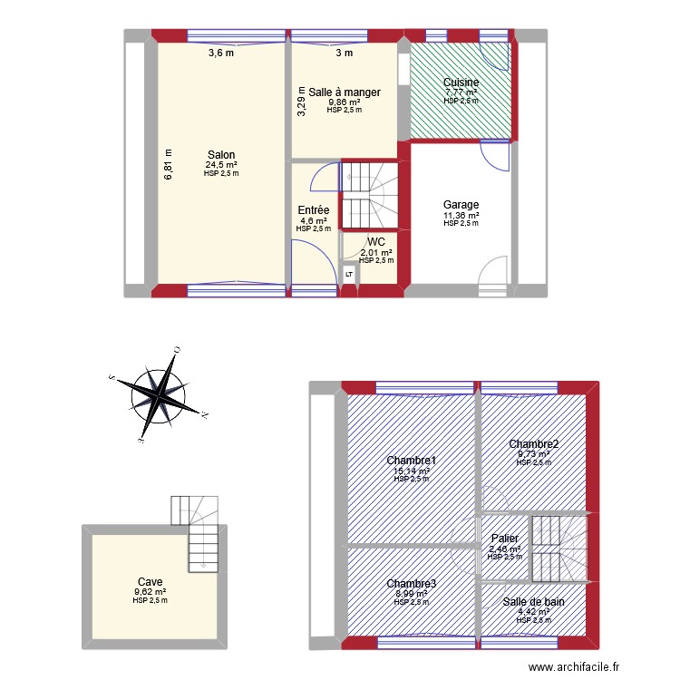 Deregniaux etape 1. Plan de 19 pièces et 131 m2