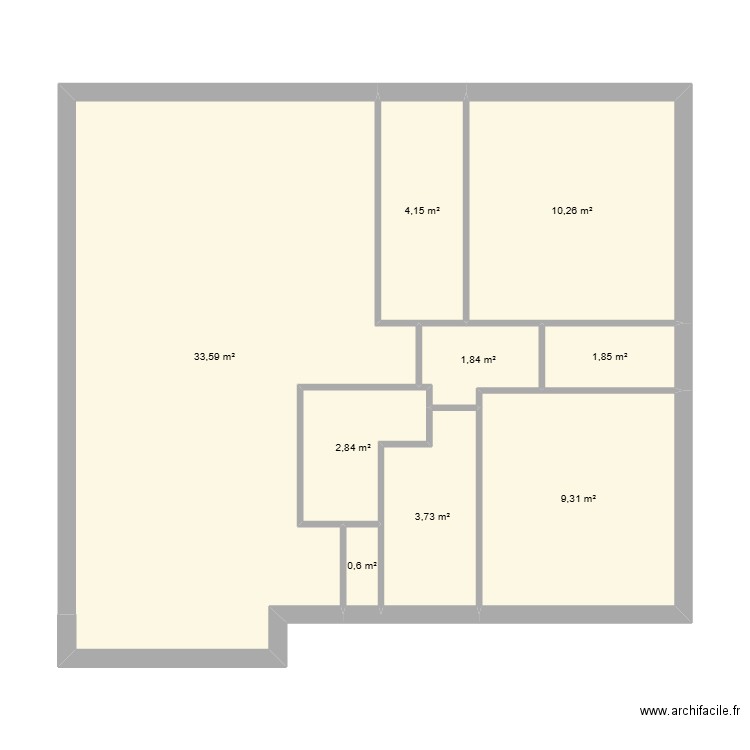 plan 3. Plan de 9 pièces et 68 m2
