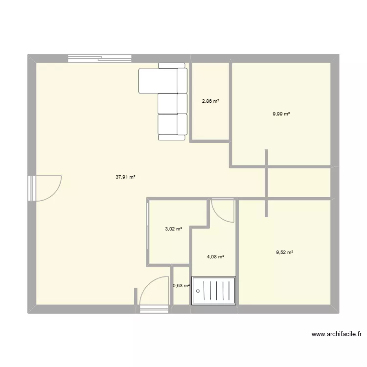 plan 3. Plan de 7 pièces et 68 m²