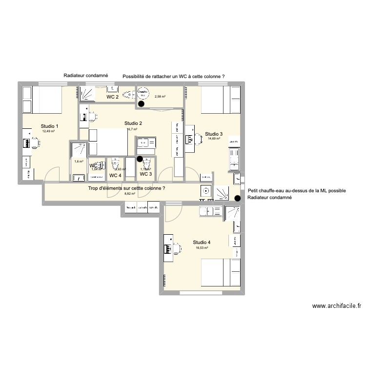 AL RICHELIEU 2WC VF5. Plan de 10 pièces et 77 m2