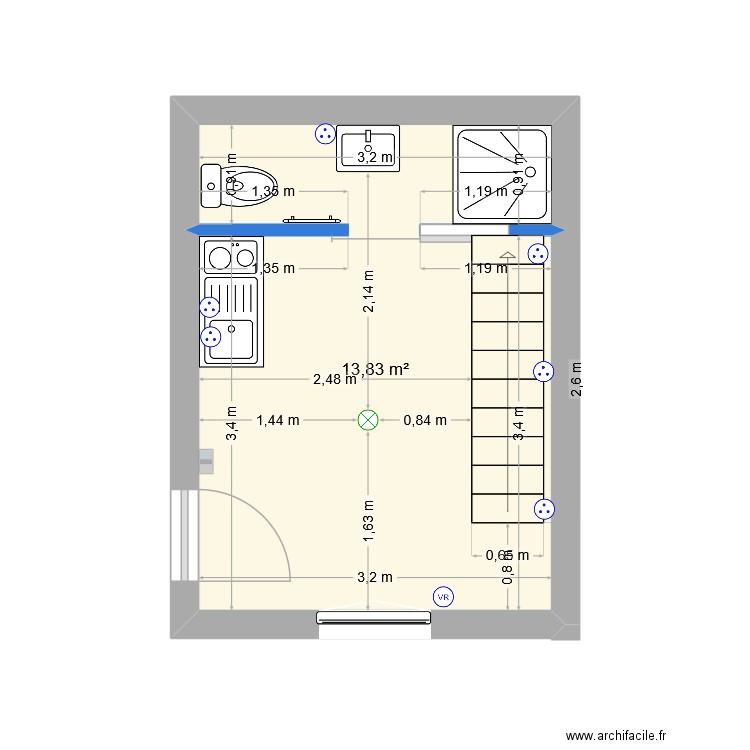 Douai Studio 1. Plan de 1 pièce et 14 m2