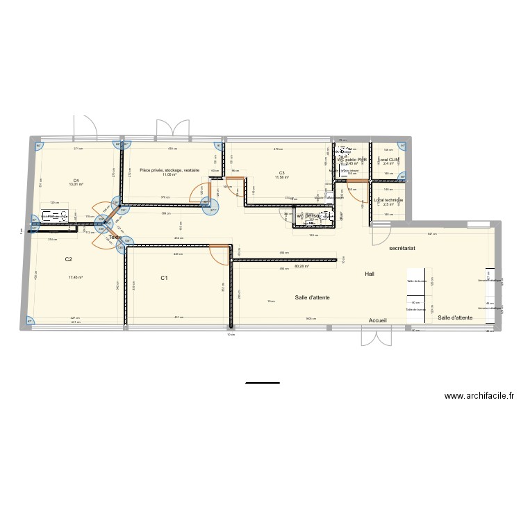 plan centre medical cuidatella RDC 2024. Plan de 8 pièces et 141 m2