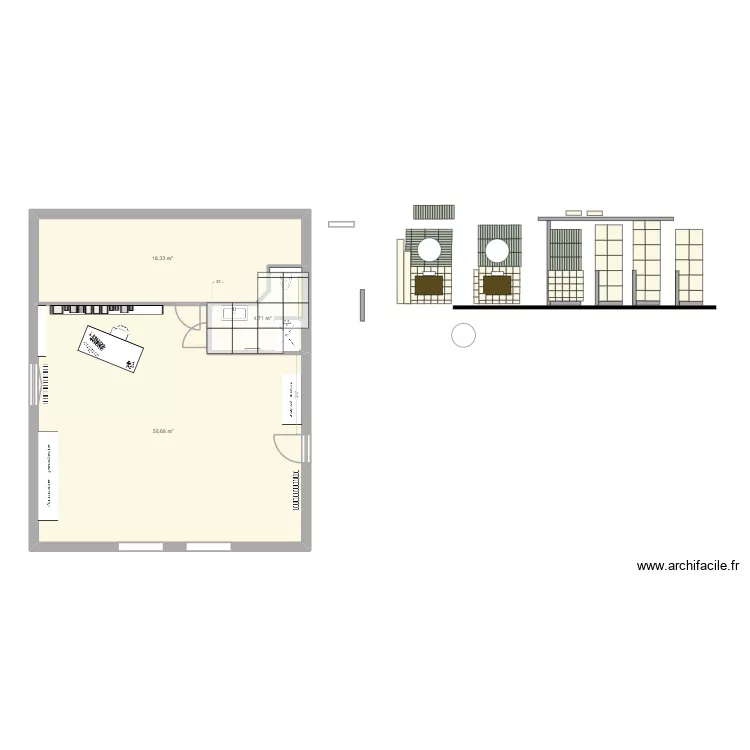 sdb haut 2025_75x75. Plan de 3  et 74 m²