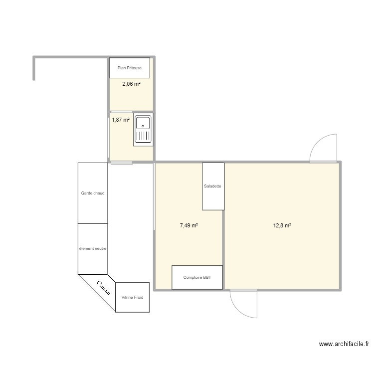 plessis. Plan de 4 pièces et 24 m2