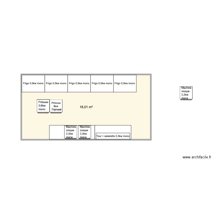 fise. Plan de 1 pièce et 18 m2