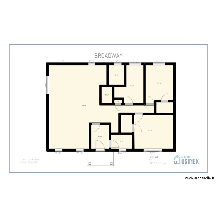 BROADWAY 30' X 44' PLAN VIERGE. Plan de 9 pièces et 107 m2