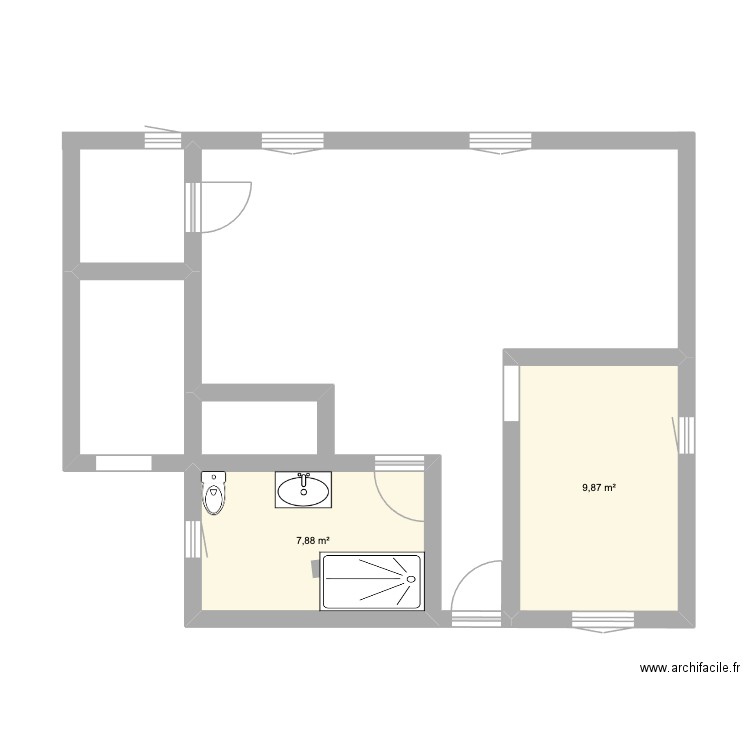 BEN. Plan de 2 pièces et 18 m2