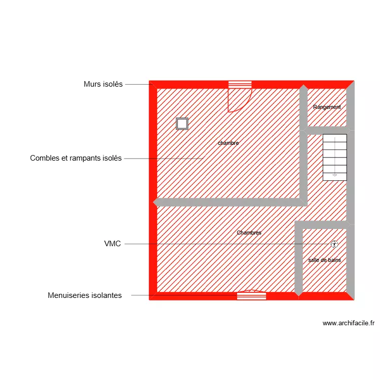 FOUCARD &eacute;tage &eacute;tape 3. Plan de 4  et 41 m²