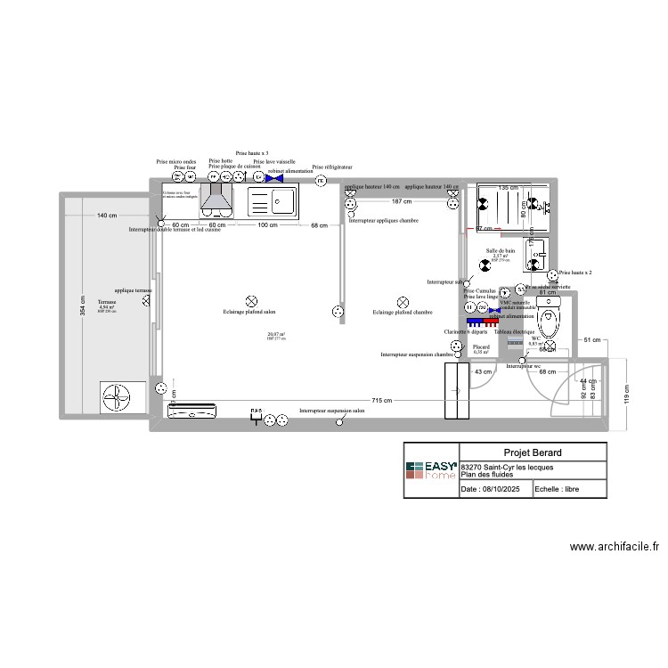 Projet Berard des fluides. Plan de 7 pièces et 29 m2