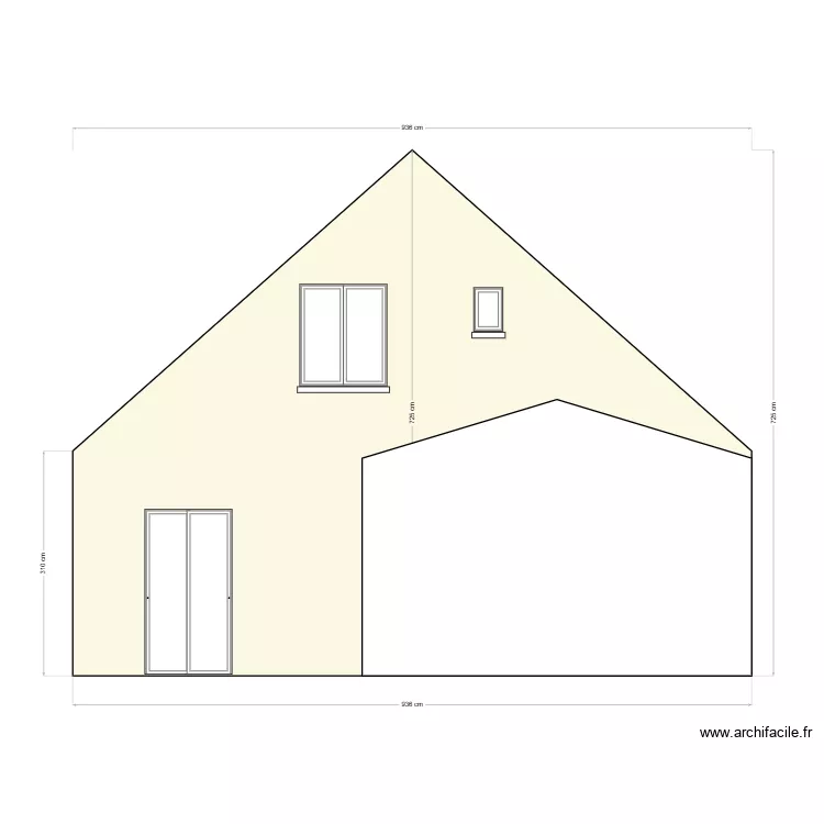 facade coup&eacute;. Plan de 