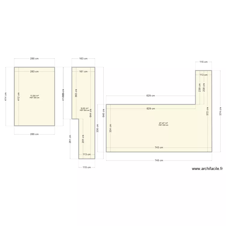 Bertho. Plan de 3 Pièces et 48 m²