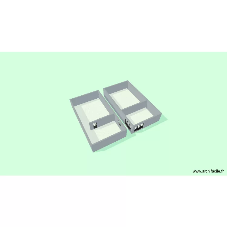 extension. Plan de 3 pièces et 188 m²