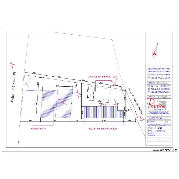 plan de masse Kerdun. Plan de 0 pièce et 0 m2